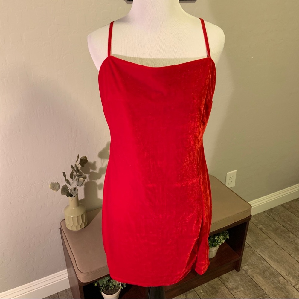 NWOT Lush Medium Red Velvet Bodycon Mini Dress